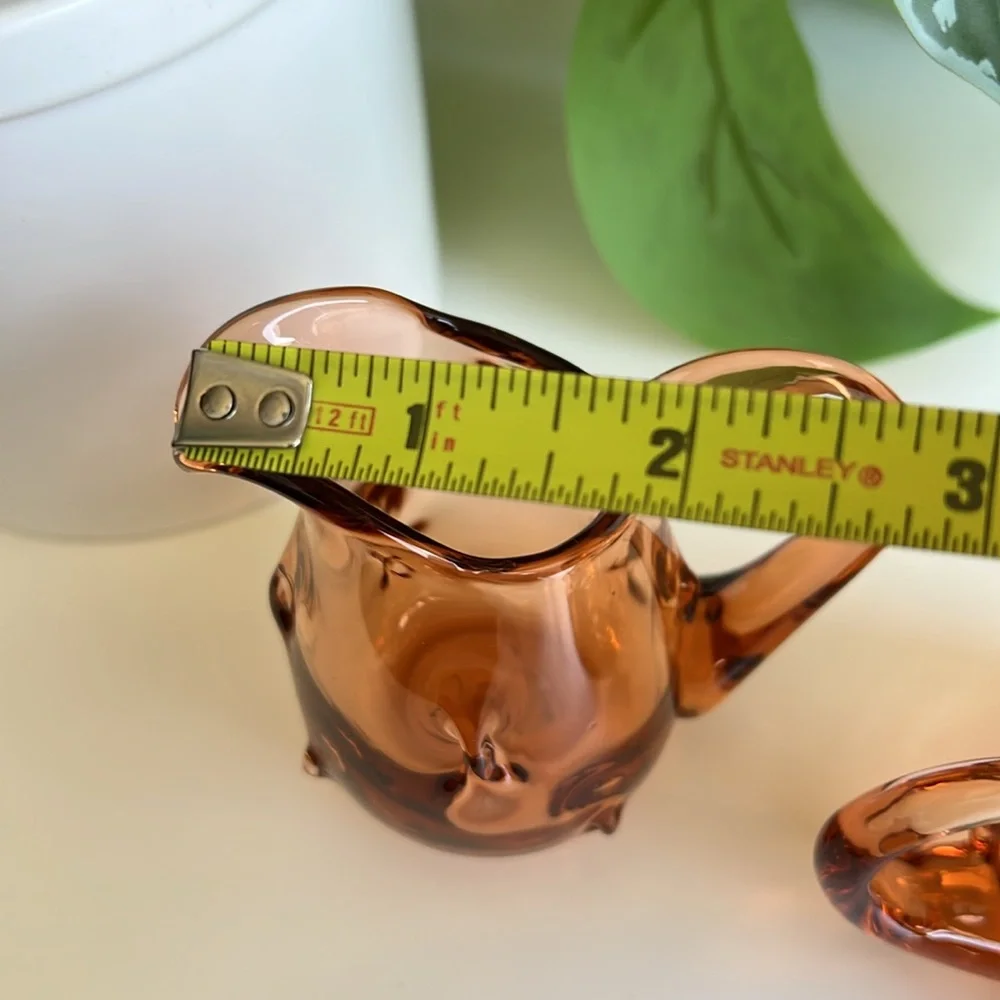 Blown Glass Sugar & Creamer Small Mini Vases Match Holders Vintage